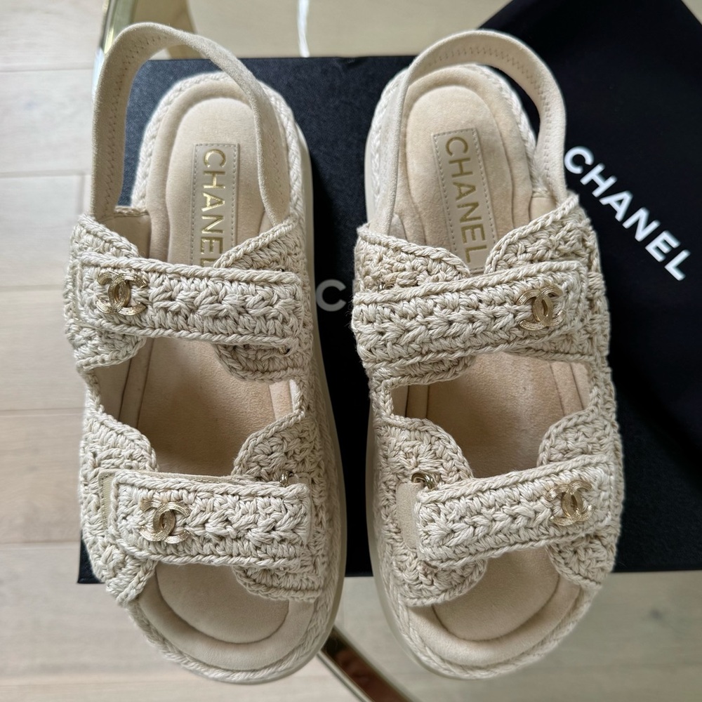 NWT Chanel S25 Crochet Dad Sandals, Size 38 - Picture 2 of 8